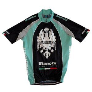 Edoardo Bianchi Celeste Short Sleeve Road Bike Cycling Jersey Shirt Large